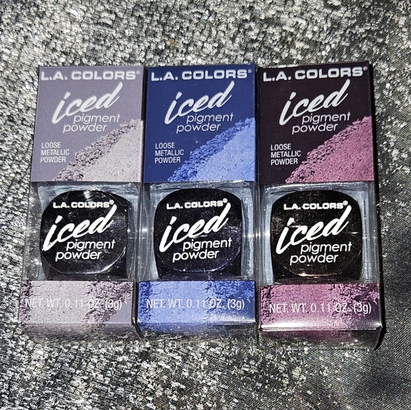 (3) L.A. Colors Iced Pigment Powder Bundle BNIB - Picture 2 of 8